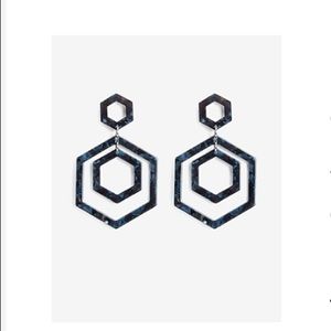 Express Resin Hexagon Post Black Drop Earrings